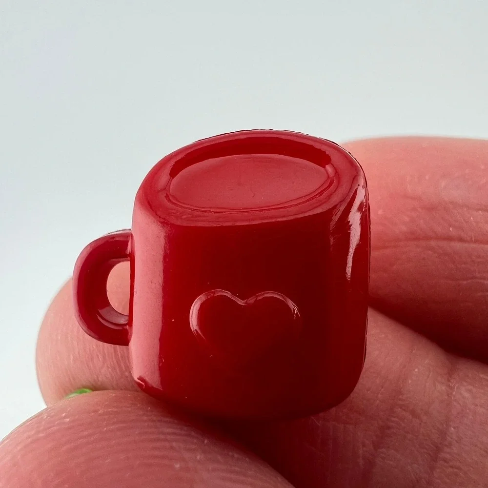 Red Mini Mug Buttons Christmas Cocoa Cup Craft Buttons Lot 4